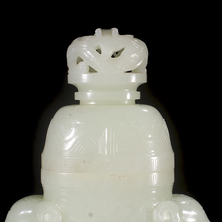 Jarrón de jade blanco de Hetian