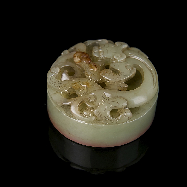 Sello circular de jade amarillo 