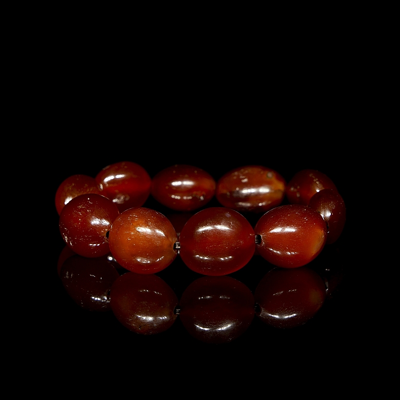 Pulsera de diez cuentas de ágata Alashan, dinastía Liao