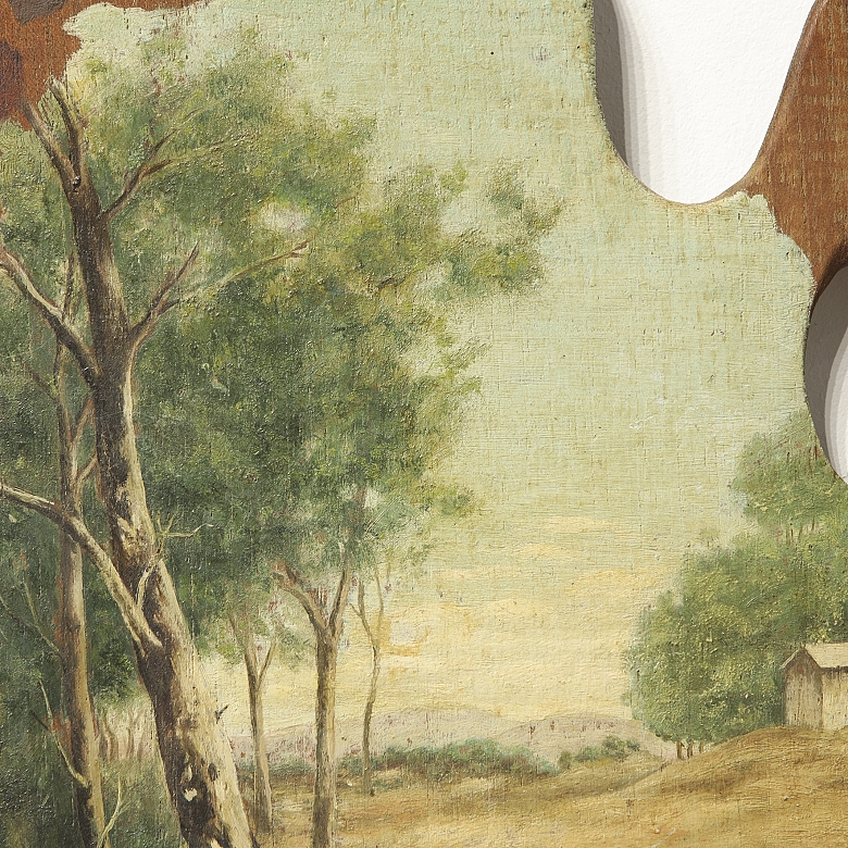 Painter's palette, ‘Country Landscape’, 19th century - 2