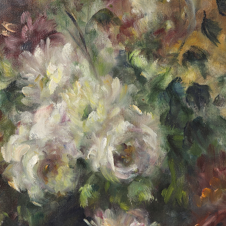 20世纪西班牙画派《花瓶与鲜花》