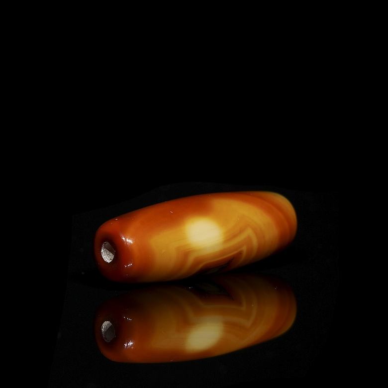 Cuenta Dzi de ágata naranja, dinastía Liao