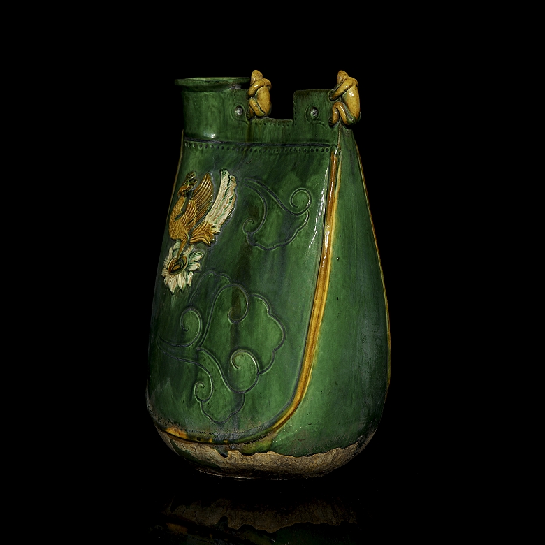 Jarra de cerámica esmaltada, Mongolia, dinastía Liao