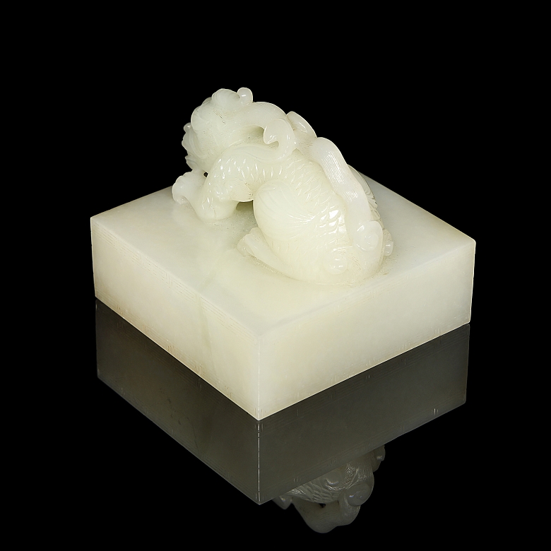 Sello de jade blanco tallado