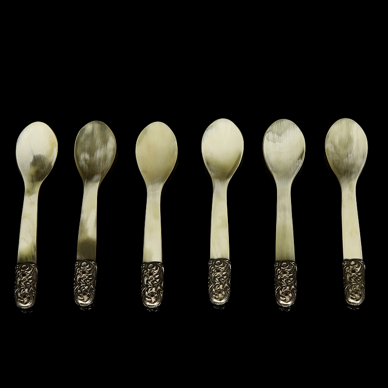 Horn and silver cutlery - 1