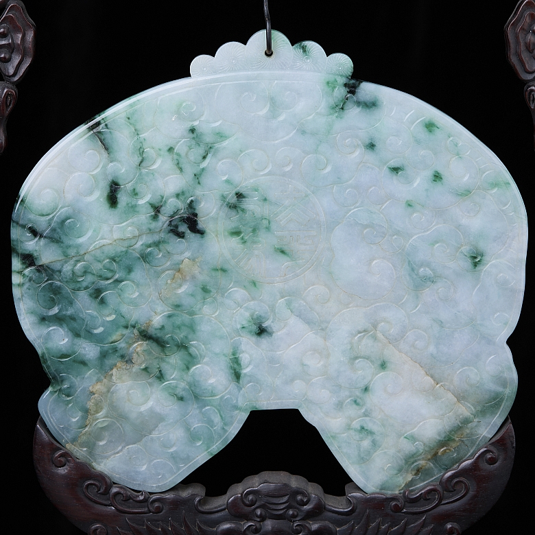 Panel de madera y jadeíta 