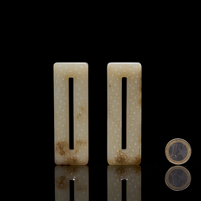 Pair of rectangular jade plaques, Qing Dynasty - 4