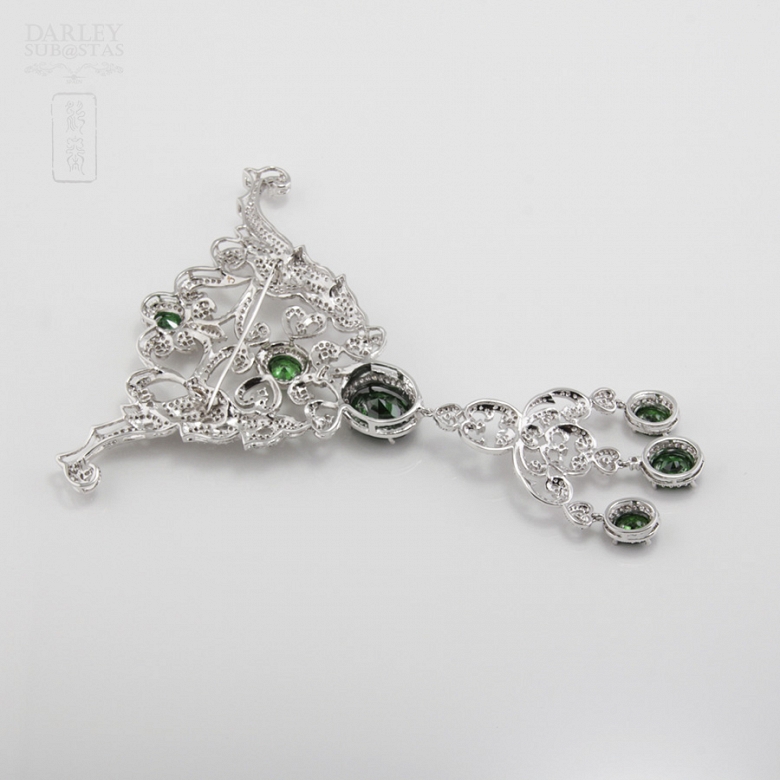 Aderezo de Fallera verde Esmeralda y plata Rodiado - 8