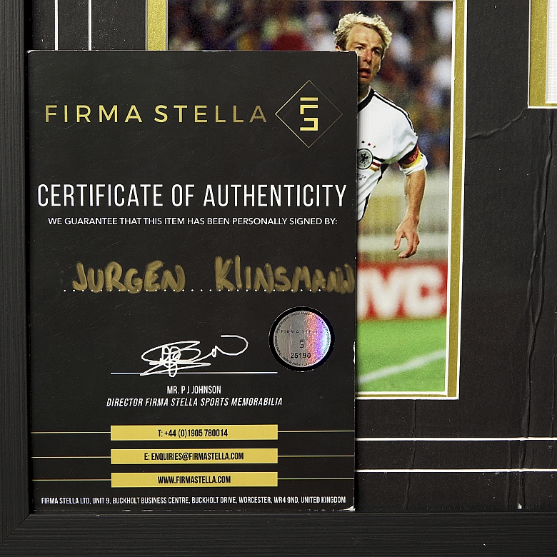 Framed Germany National Team T-shirt, Jürgen Klinsmann, signature and certificate - 6