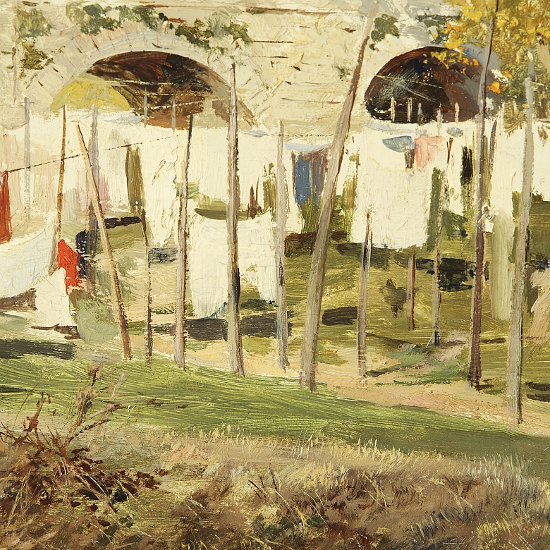 Jose Lupiañez y Carrasco (1864-1933) ‘Washerwomen on the Bridge of Segovia’