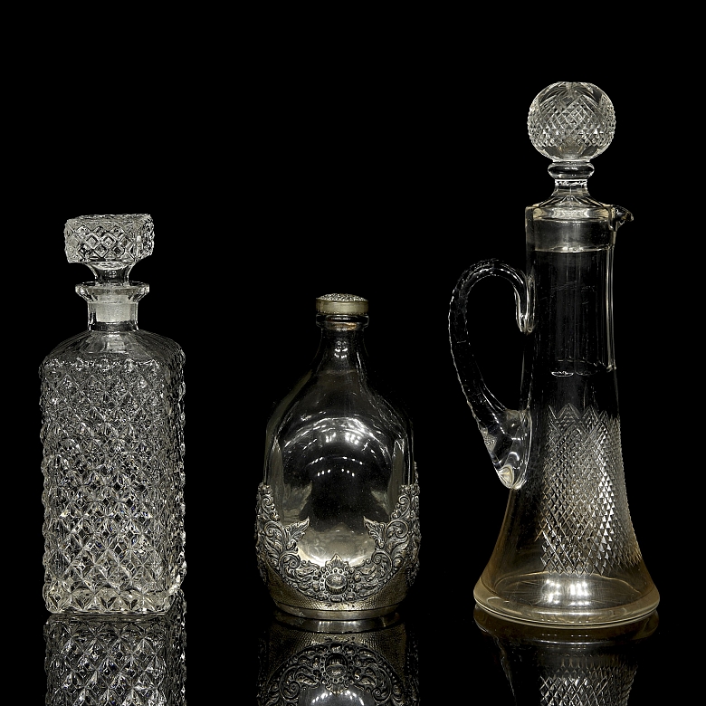 Set of glass bottles, 20th century