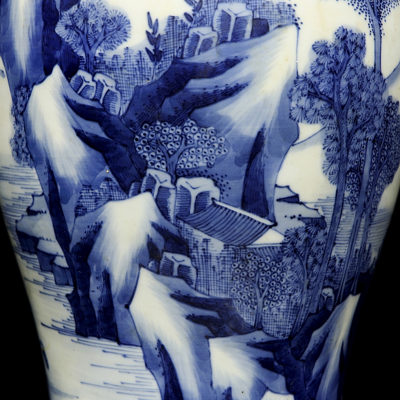 Jarrón meiping de porcelana azul y blanca 