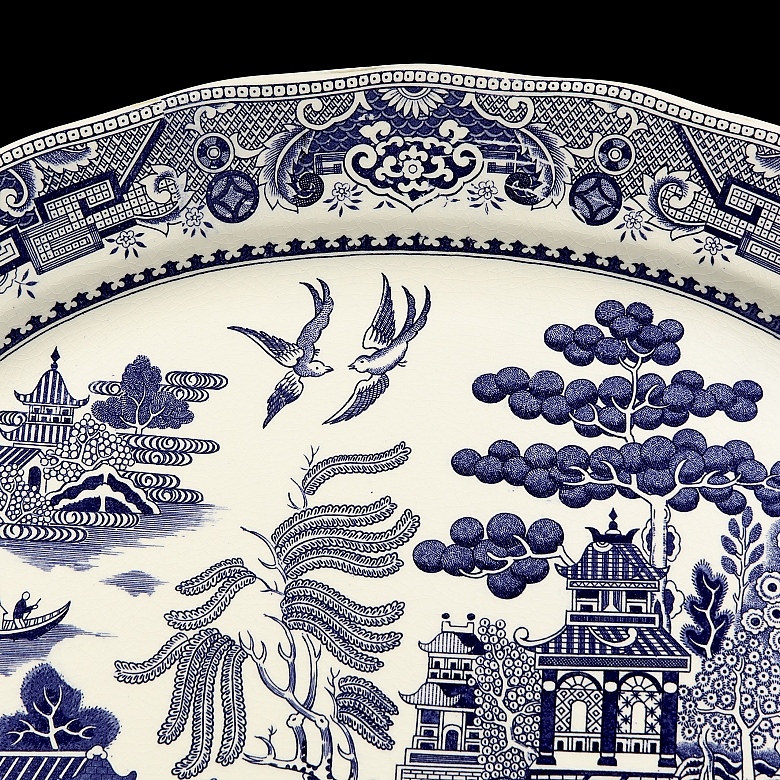 Oval Willow Pattern tray, 19th century - 2