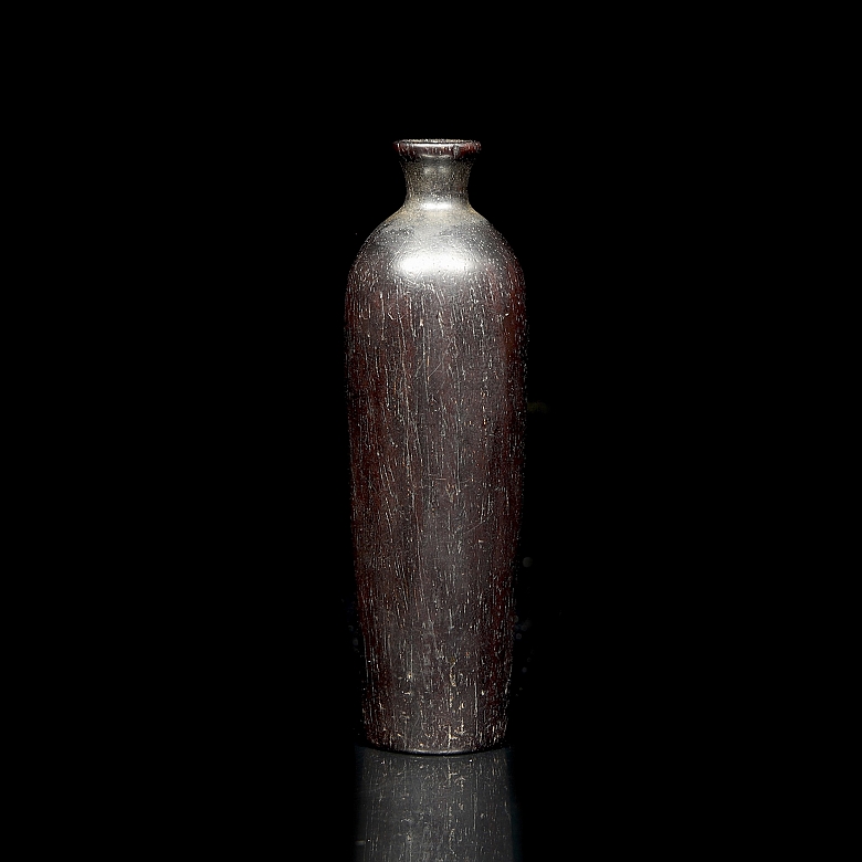 Jarrón soliflor de madera, dinastía Qing