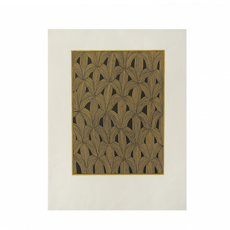 Alfredo Alcain Partearroyo (1936) “Intertwined on Ochre”, 2003