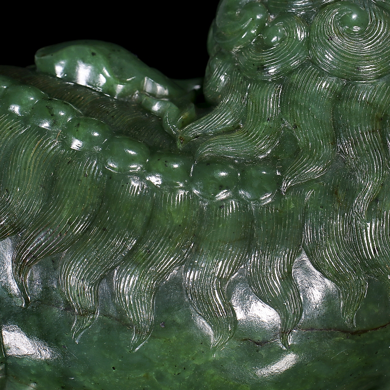 Pareja de figuras de jade verde espinaca 