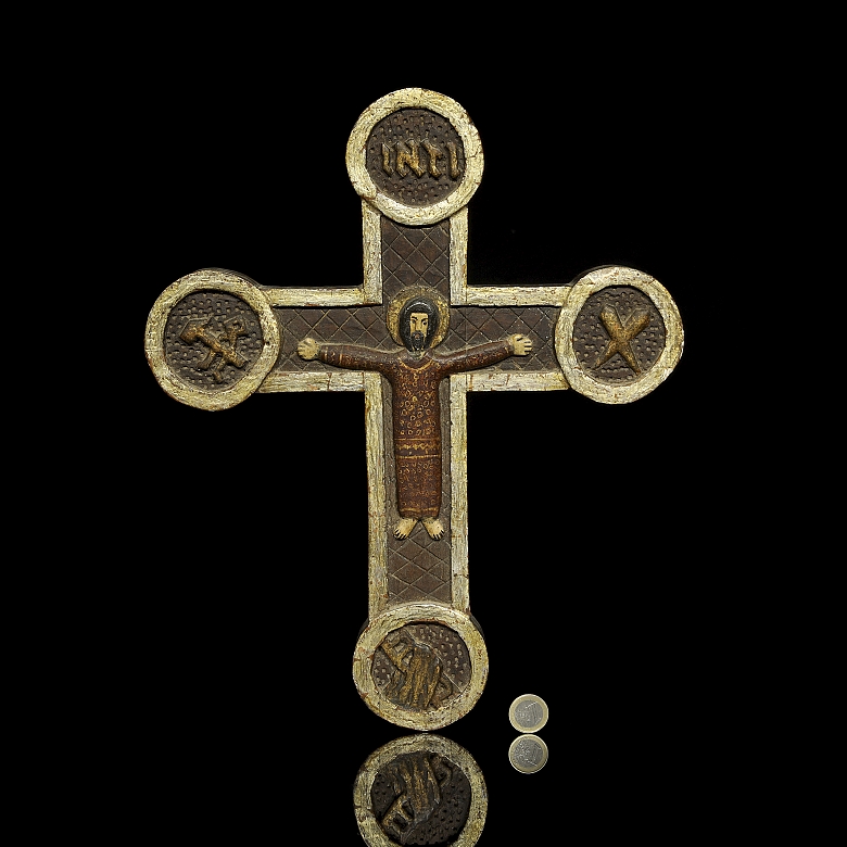 Carved wooden cross depicting Christ crucified, 20th century - 6