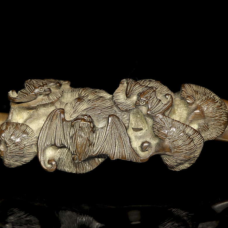 Ruyi de madera “Lingzhi”, dinastía Qing