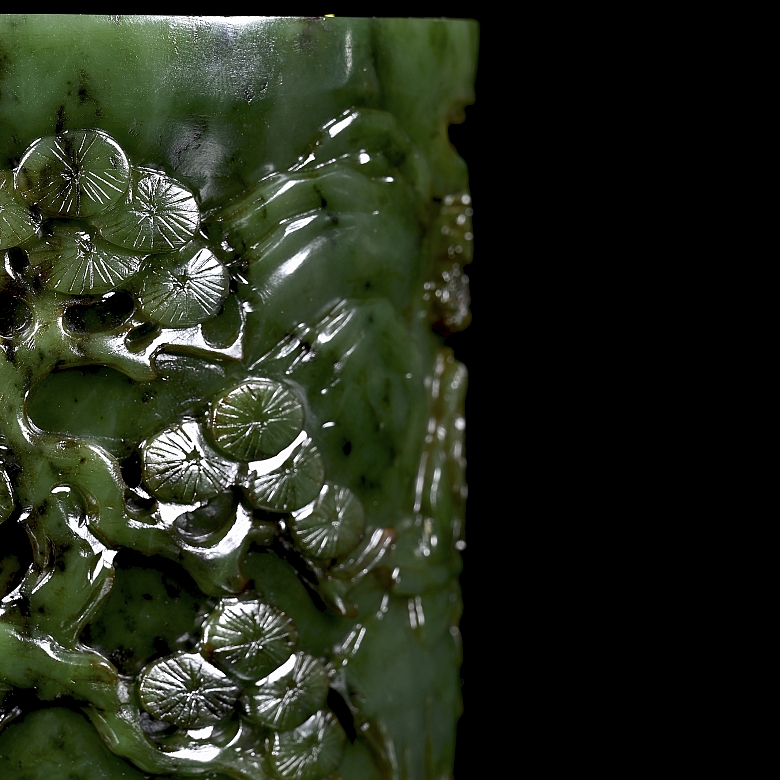 Portapinceles de jade verde espinaca
