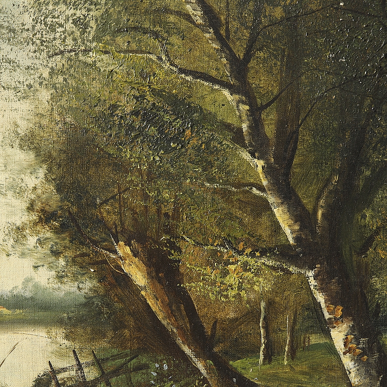 Louis Henry (active 1894) ‘Landscape by the River’