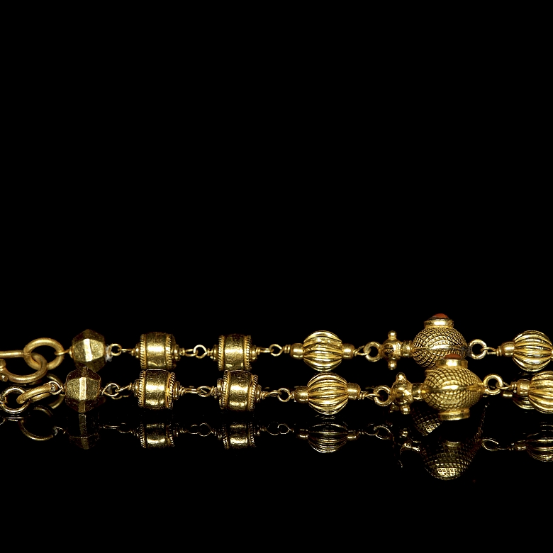 Gold-plated silver and coral necklace, 19th century