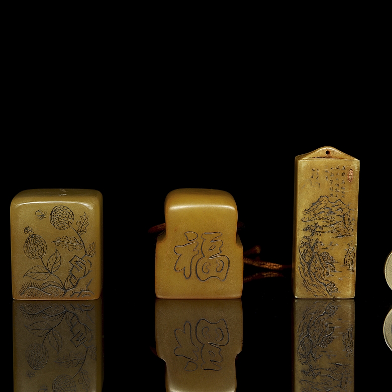 三枚寿山石印章，20世纪 - 6