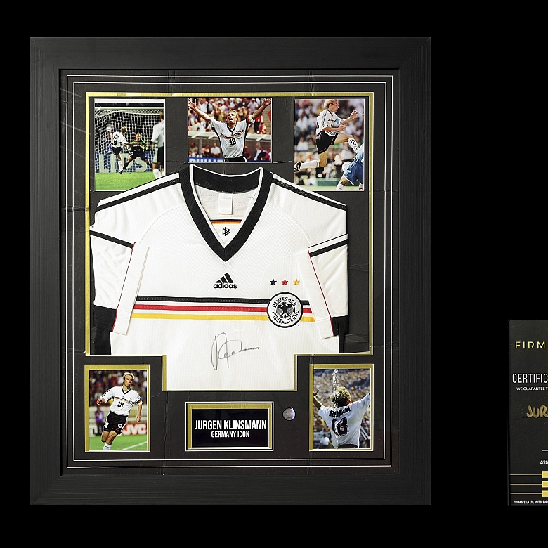 Framed Germany National Team T-shirt, Jürgen Klinsmann, signature and certificate