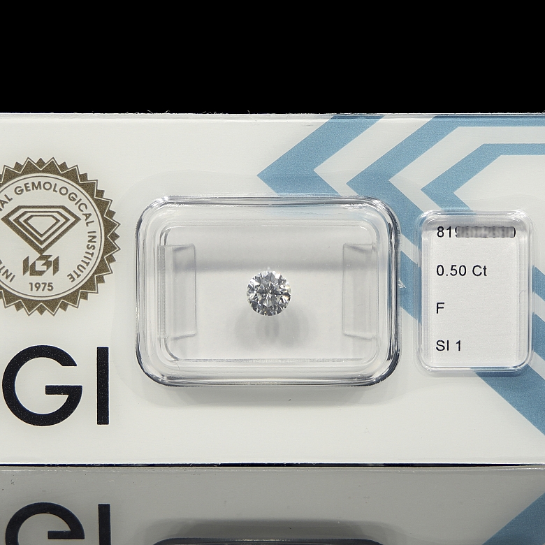 Diamante natural en talla brillante, 0.50 ct, certificado IGI