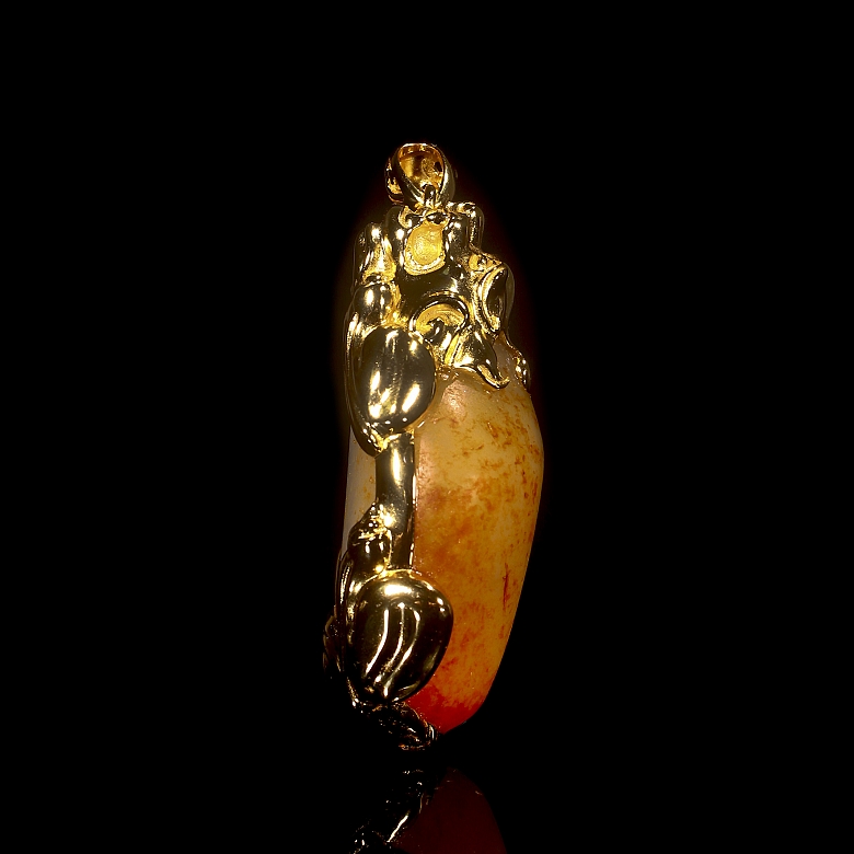 Colgante de plata dorada y jade, dinastía Qing