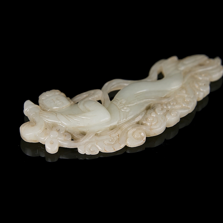 Carved jade plaque ‘Guanyin among clouds’, Qing dynasty