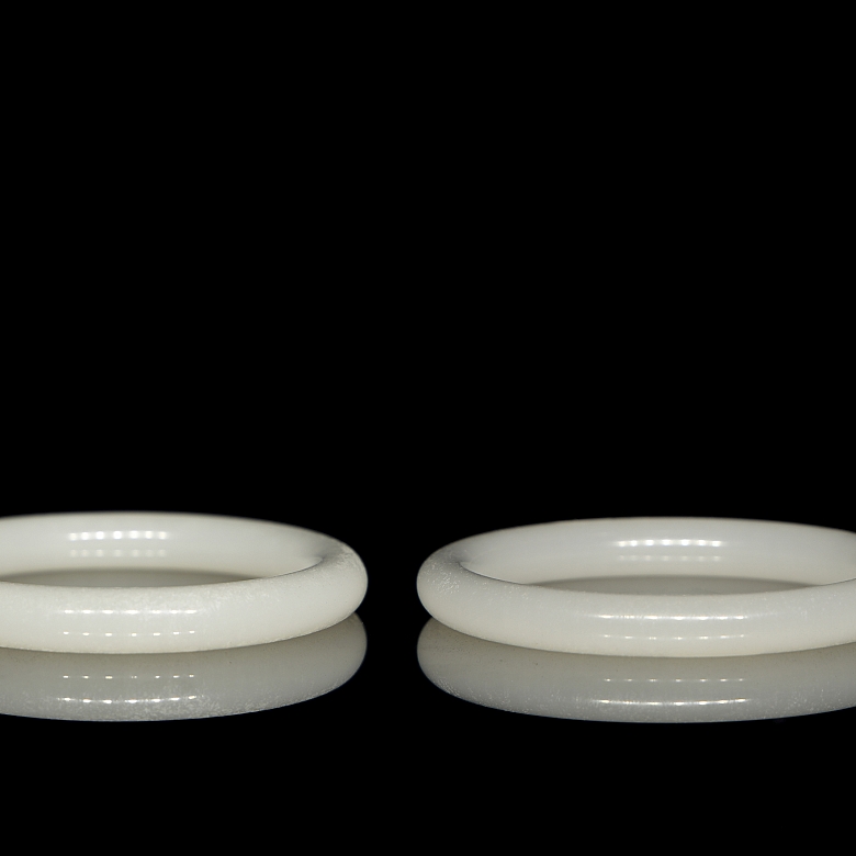 Pareja de esclavas de jade blanco, s.XX