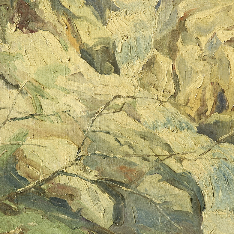J. Mettlach (20th century) ‘Bridge between rocks’