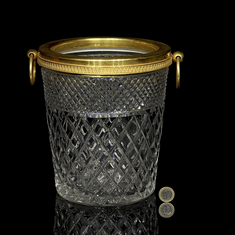 Hielera francesa de cristal tallado, s.XX