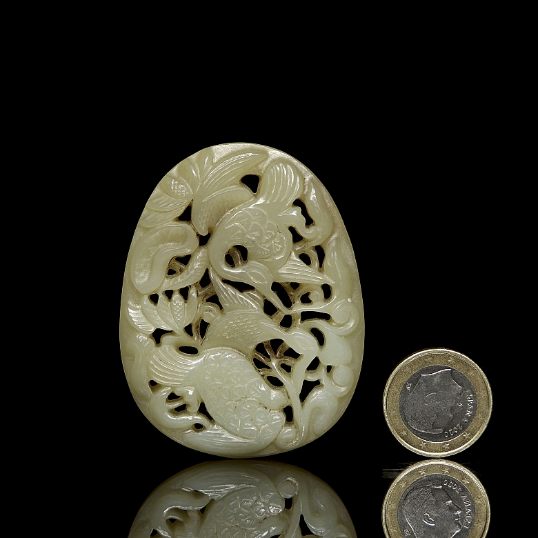 Jade plaque ‘Herons and lotuses’, Qing dynasty