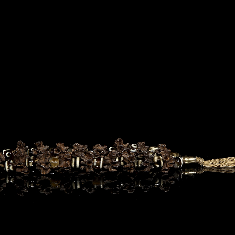 Pulsera tibetana de semillas y Dzi, dinastía Qing