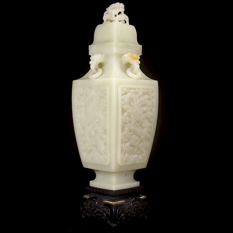 Jarrón de jade blanco de Hetian 