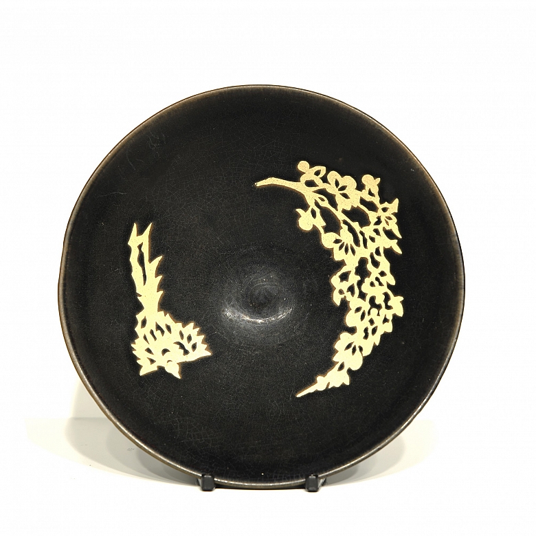 Cuenco de gres con vidriado negro