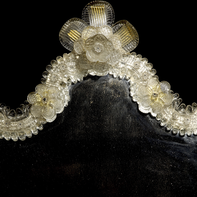 Espejo veneciano de cristal de Murano, s.XX
