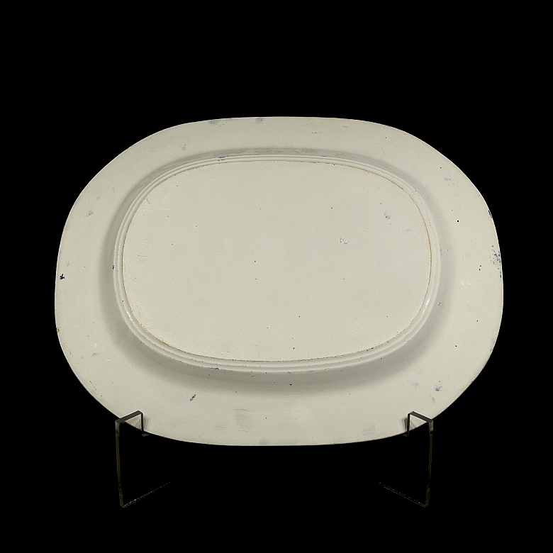 柳树纹“野玫瑰”托盘，斯塔福德郡，19世纪