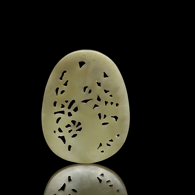 Jade plaque ‘Herons and lotuses’, Qing dynasty