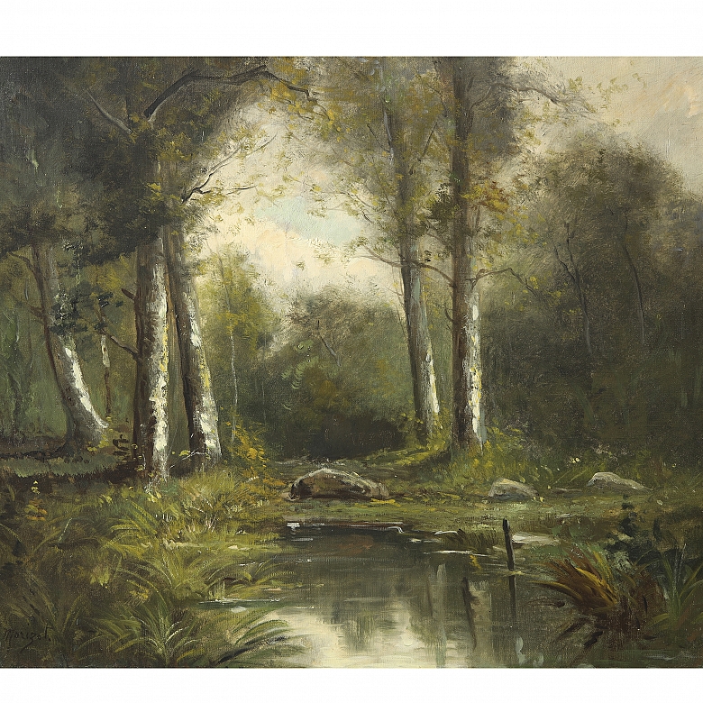 Carolus Morizot (20th century) ‘Lake in the Grove’