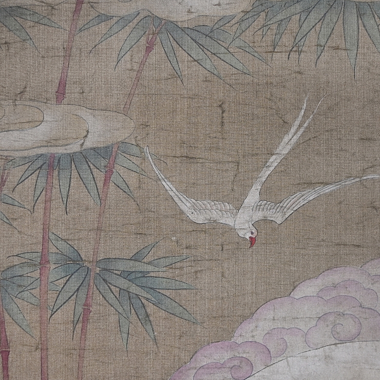 Chinese painting ‘Guanyin on a celestial lion’, signed Jin Liying