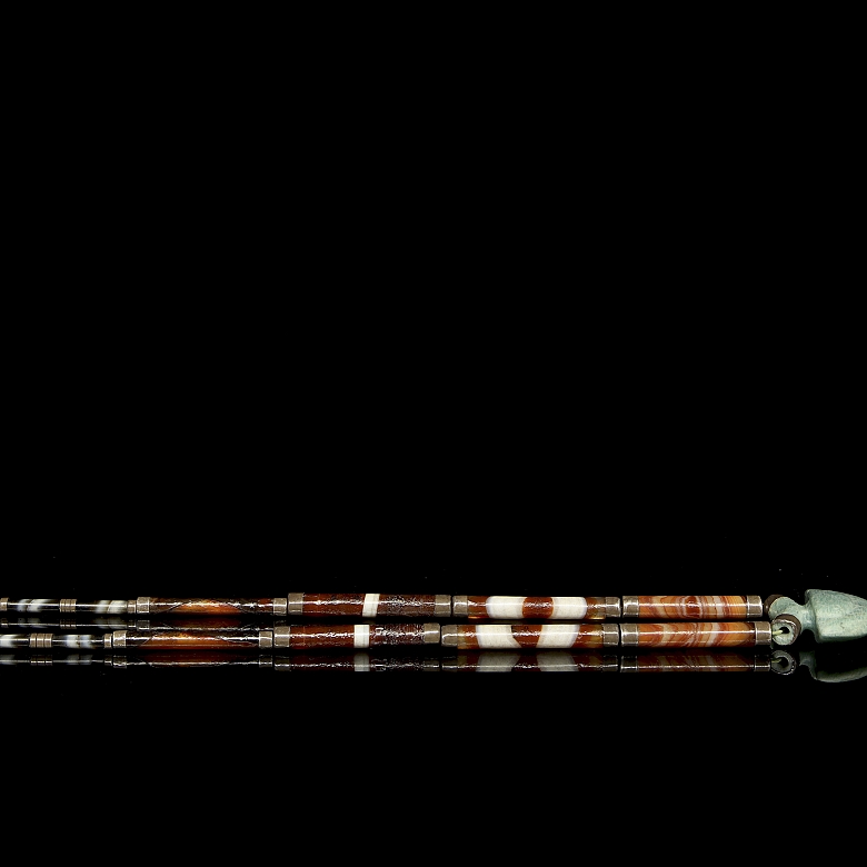 Collar de cuentas de ágata, plata y amazonita, dinastía Yuan