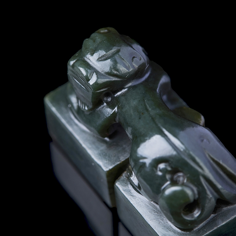 Doble sello de jade verde espinaca 