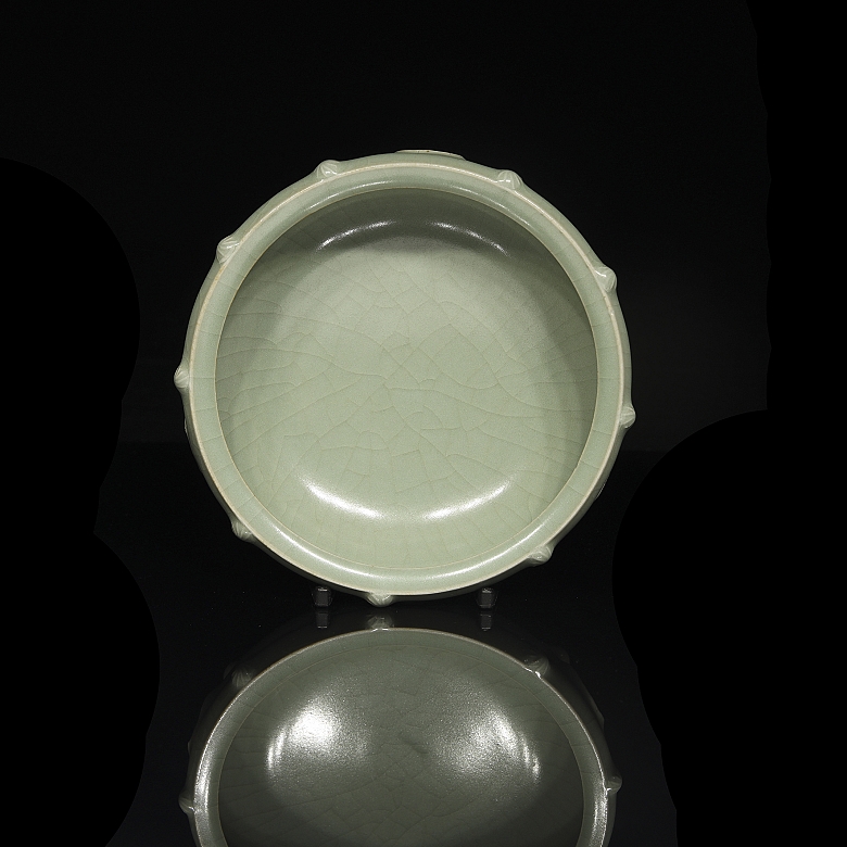 Incensario trípode de cerámica con esmalte celadón, estilo Song
