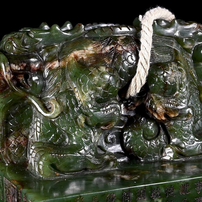Sello de jade verde espinaca