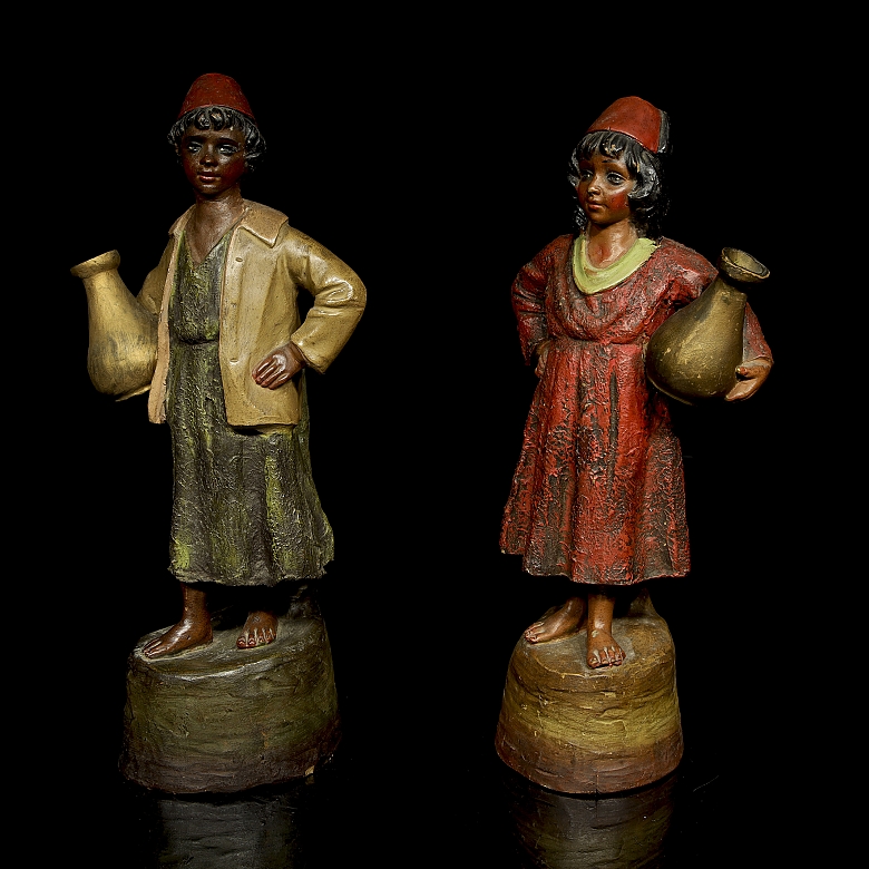Pair of terracotta figures in Orientalist style, 20th century - 4
