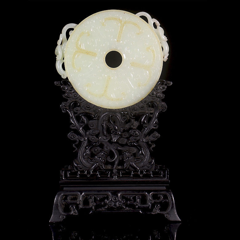 Disco Bi de jade blanco de Hetian 