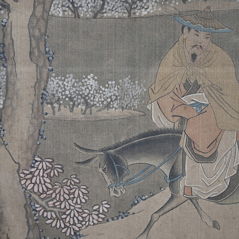 Pintura china “Sabio en paisaje rocoso”, con firma Zhou Chen - 4