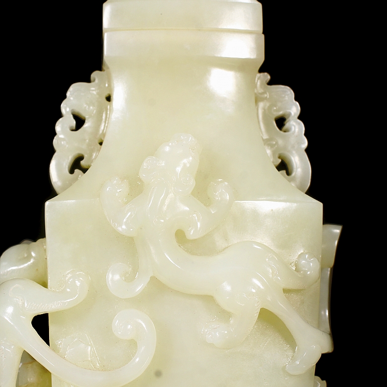 Jarrón de jade blanco de Hetian 